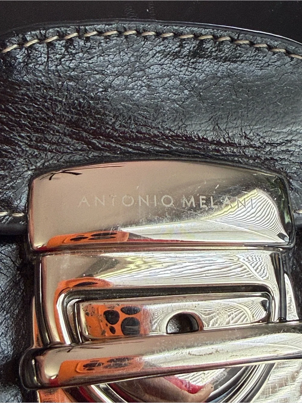 Vintage Antonio Melani black, leather briefcase bag satchel computer bag